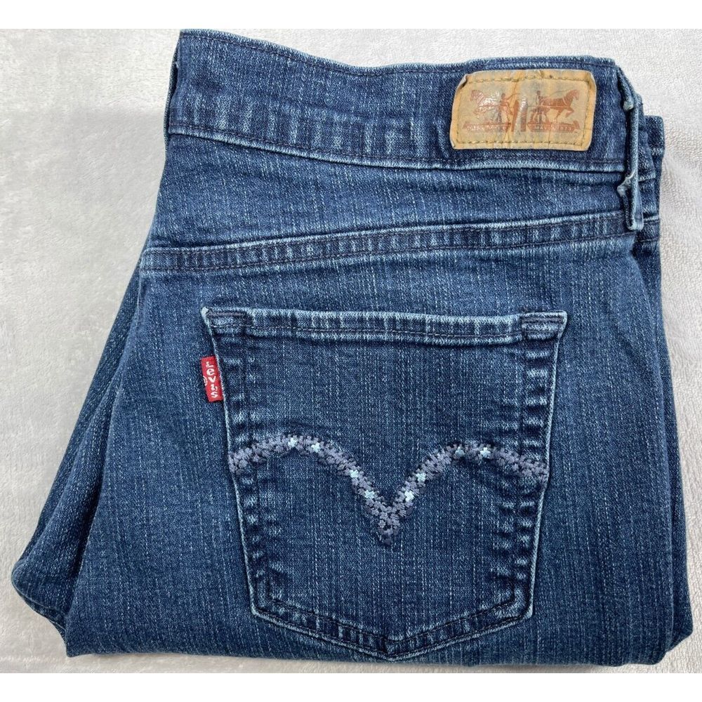 WOMENS LEVI'S 505 BLUE STRAIGHT LEG CLASSIC‎ STRETCH 12M 32X32 JEANS!! EUC